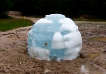チェコの森に現れた氷のボール