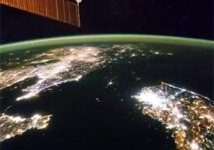 ISSから写した夜の北朝鮮