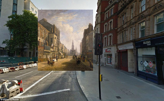 Googleストリートビューに昔の絵画を融合